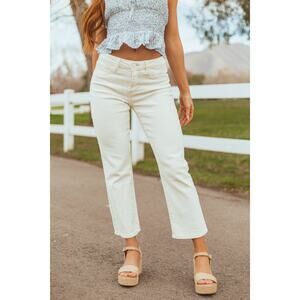 Risen Jeans high rise cropped straight leg white size 5/27